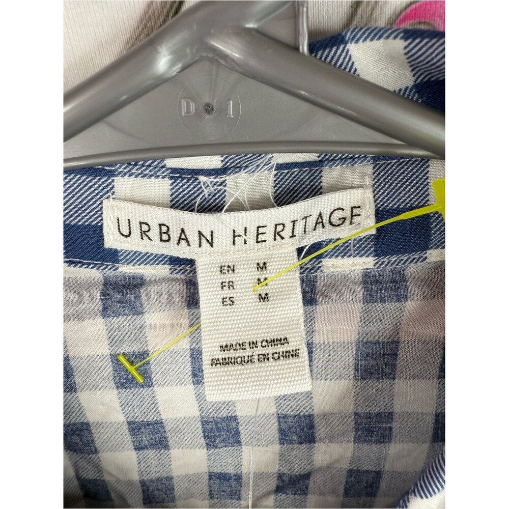 Urban Heritage tshirt button up Blue & White Gingham Tie-Hem Button Shirt - Picture 9 of 14